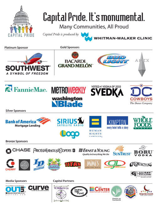 List of 2006 Capital Pride Sponsors