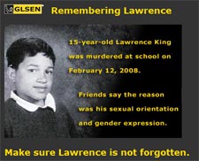 GLSEN's website featuring photo of King