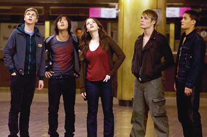  Teenage waist-land:(L to R)Cera, Yoo, Dennings, Jonathan Wright, and Gavron