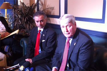 Del. Kumar Barve (L) and House Speaker Michael Busch