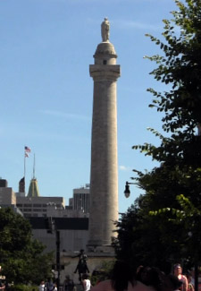 Baltimore's Washington Monument in the Mount Vernon neighbornood