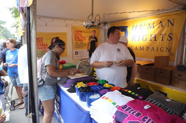 HRC recruits new members at a Charlotte street festival in the run-up to the DNC