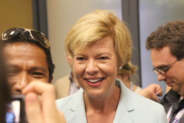 Rep. Tammy Baldwin (D-Wisc.) addresses the Democratic Convention LGBT Caucus Sept. 4.