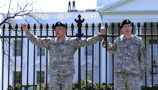 Dan Choi (left) with James Pietrangelo, II, outside the White House in 2010