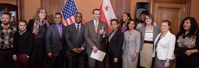 Mayor Vincent Gray (center), Andy Bowen (3rd from right)
