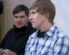 Director Gus Van Sant (left), Screenwriter Dustin Lance Black (right) on the set