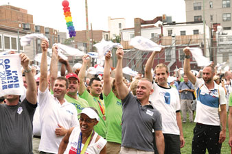 Participants at August's Gay Games Rally at Stead Park