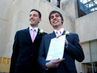 James Betz (left) and Rob Hawthorne married at the D.C. Courthouse