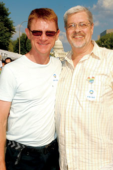 Deacon Maccubbin (r) with Jim Bennett at the 2008 Capital Pride Festival.