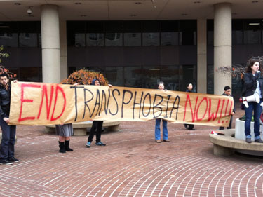 Transgender Day of Action protesters in front of U.S. Attorney's Office for D.C.