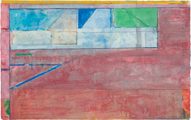 Richard Diebenkorn, Untitled #26, 1984. Gouache, acrylic, and crayon on joined paper, 24 x 38 inches. (61 x 96.5 cm) Private Collection. © The Richard Diebenkorn Foundation.  