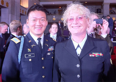 Dan Choi and Autumn Sandeen at the December 2010 signing of the DADT Repeal Act