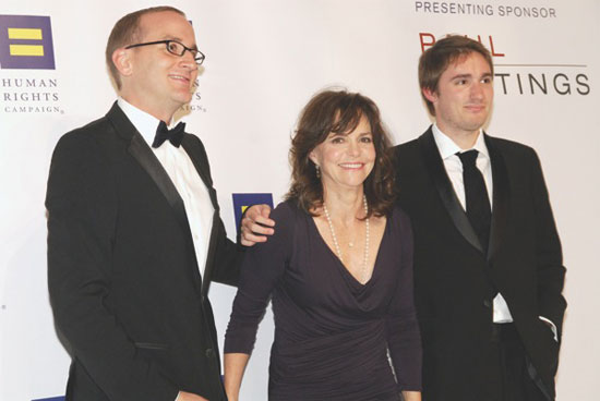 Chad Griffin with Sally Field and her son Sam Greisman