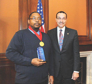 Leo Johnson and Mayor Gray