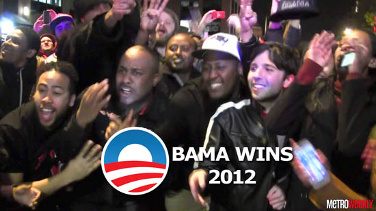 Voters celebrate Barack Obama's re-election.