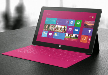 Microsoft Surface with magenta cover