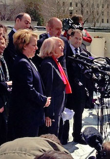 Edith Windsor speaking outside of the Supreme Court