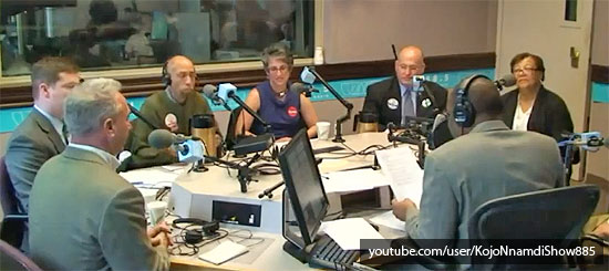 Perry Redd (third from left) and Anita Bonds (right) on the WAMU's Kojo Nnamdi Show