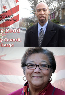 Portraits of Perry Redd and Anita Bonds from their campaign sites