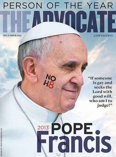 The Advocate's cover for ''2013 Person of the Year'' featuring Pope Francis