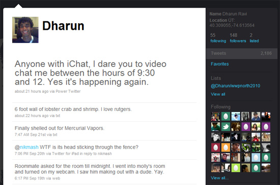 Dharun Ravi Twitter page