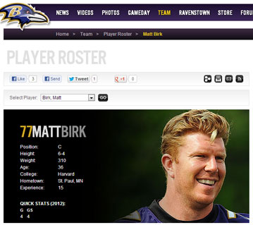 Matt Birk from the Baltimore Raven's web site