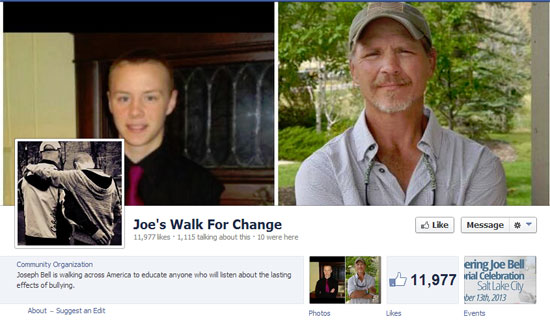 Jadin and Joe Bell from Joe's Walk for Change Facebook page