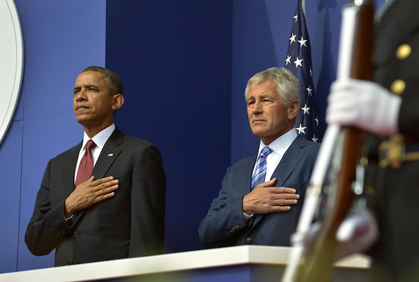 Photo: Barack Obama (left) and Chuck Hagel. Credit: DoD Photo by Glenn Fawcett.
