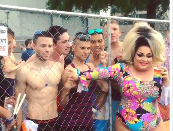 Ginger Minj backstage at Pride