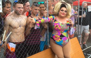 Ginger Minj poses with fans backstage at Capital Pride 2015