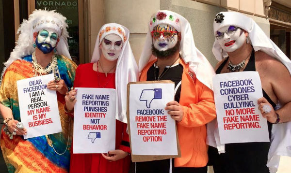 Members of the D.C. chapter of the Sisters of Perpetual Indulgence protest Facebook's "real names" policy. Photo credit: Matthew Albritton.