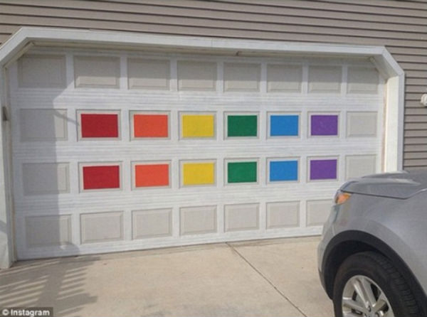 The DeLong's repainted rainbow garage (Credit: The DeLong family, via Instagram).