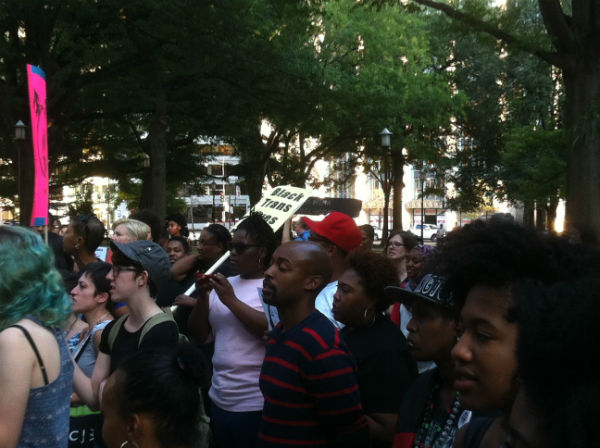 Attendees of BLM's Trans Liberation Tuesday rally in Franklin Square on Aug. 25, 2015 (Credit: John Riley).