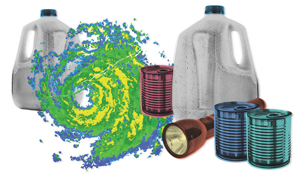 Hurricane items - food, water, flashlight