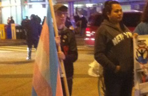 Demonstrators at the Transgender Day of Action demonstration in Columbia Heights. John Riley