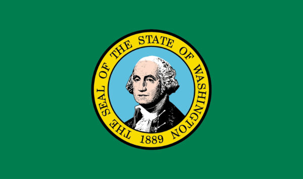 Washington State official flag (Photo: WA Secretary of State's office, via Wikimedia).