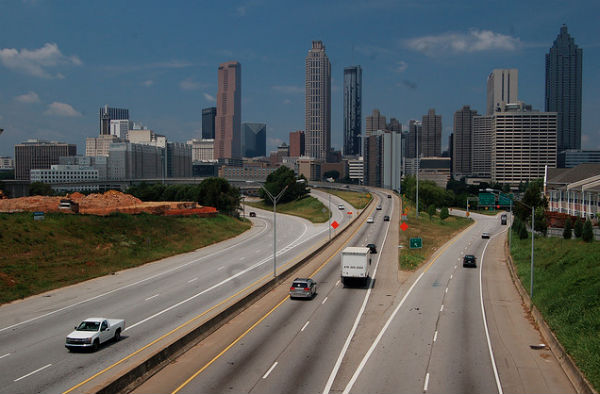 Downtown Atlanta's skyline from Jackson Street (Photo: Matt Lemmon, via Wikimedia).