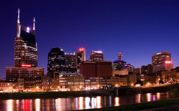 Nashville's skyline at night (Photo: Kaldari, via Wikimedia).