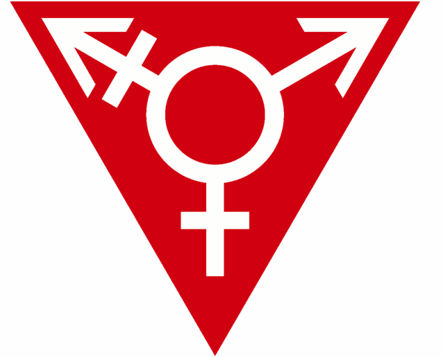 A transgender symbol inside a red triangle (Photo: JesseValentinePortz, via Wikimedia).