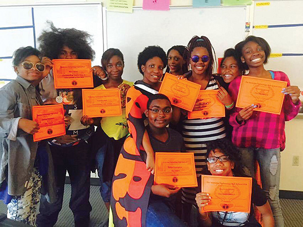 GSA kids at McKinley Technology Education Campus show off their amazing academic honor roll certificates proving GSA is good for academics -- Photo by Desiree-Sansing