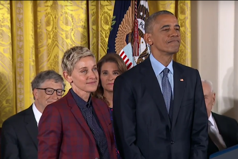Ellen DeGeneres receives the Presidential Medal of Freedom from President Barack Obama, Photo: ABC News / YouTube