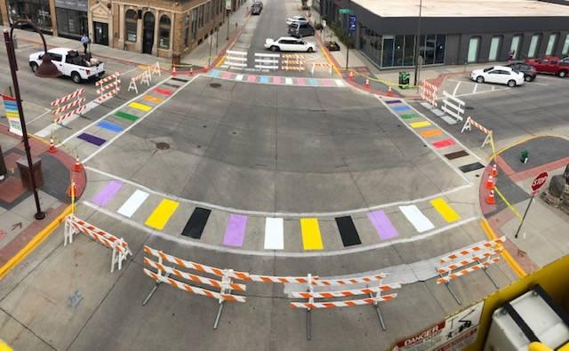 Ames rainbow crosswalk, gay news, metro weekly