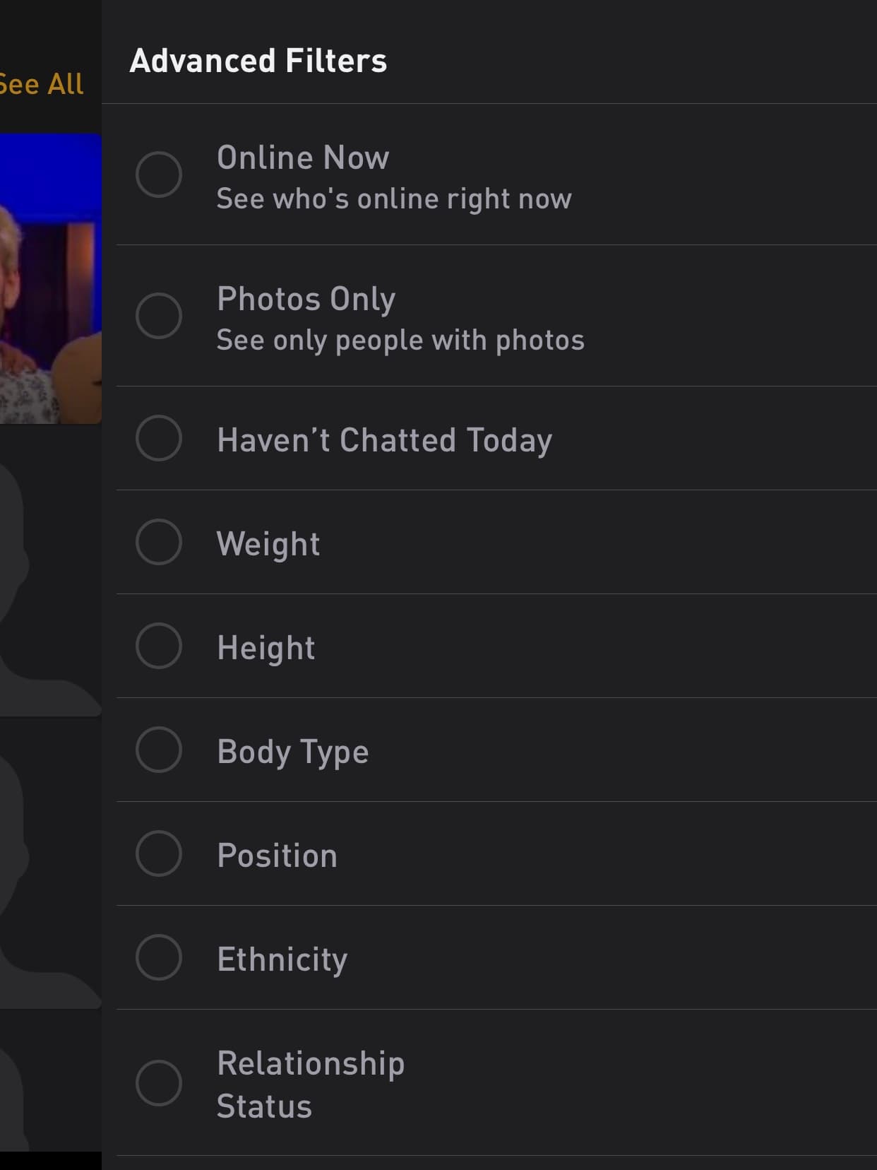 Grindr, ethnicity, filter