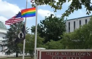 watertown, gay, flag, protest, lgbtq