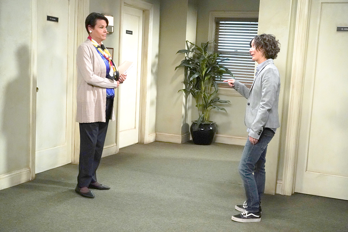 Alexandra Billings and Sara Gilbert in "The Conners" -- Photo: ABC/Eric McCandless