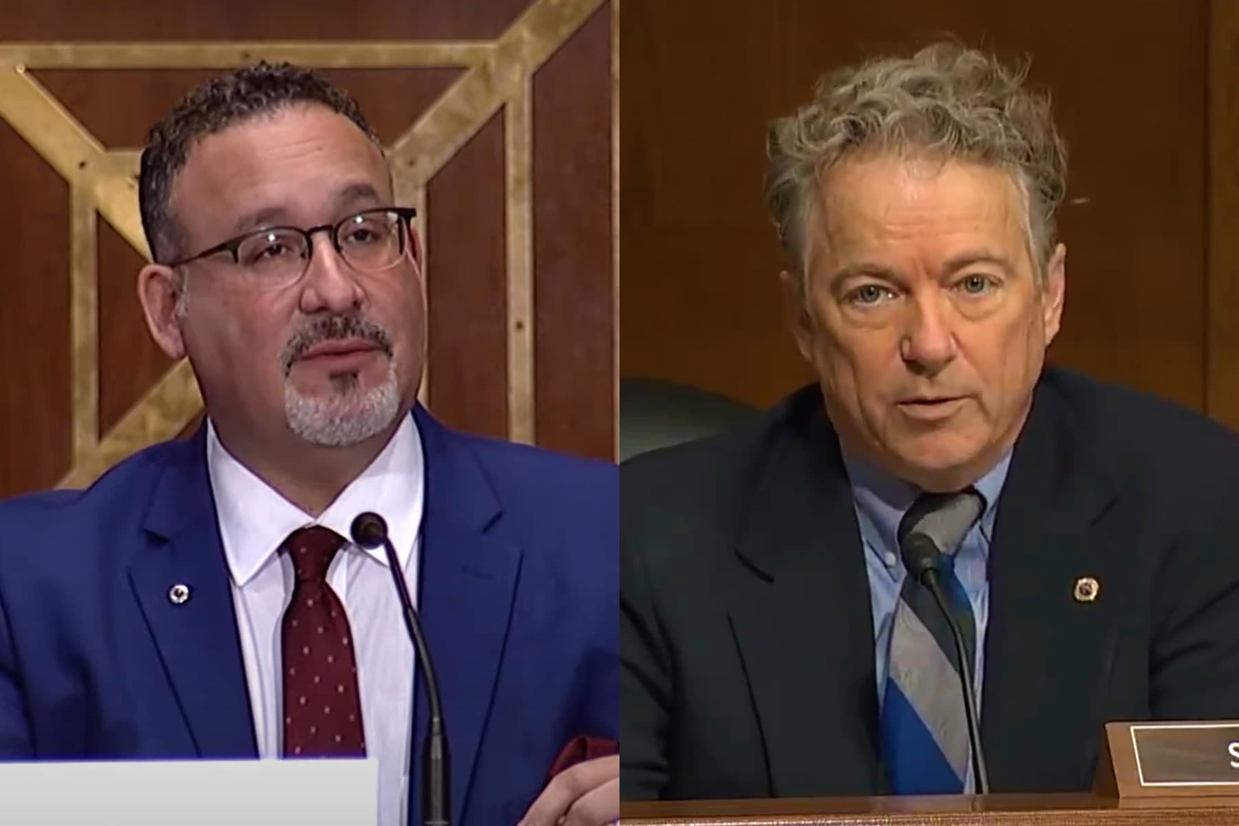 Miguel Cardona discusses trans athletes with Rand Paul
