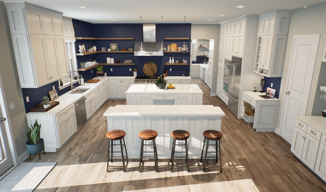 Kitchen with stools