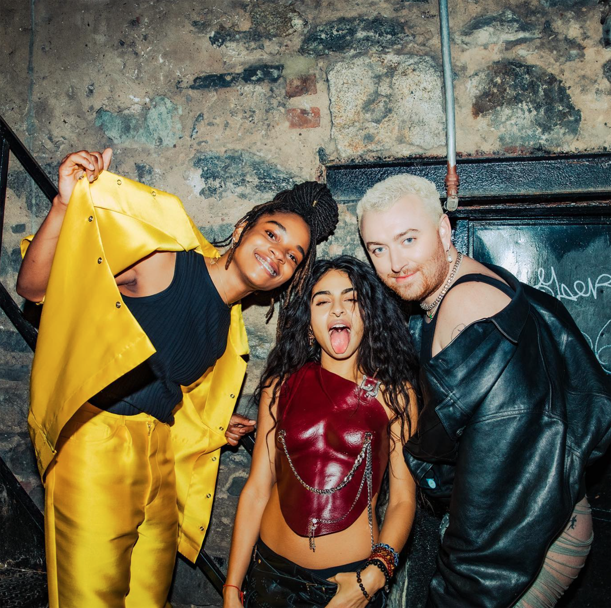 Sam Smith (r) with Jessie and Koffee -- Photo via instagram.com/samsmith