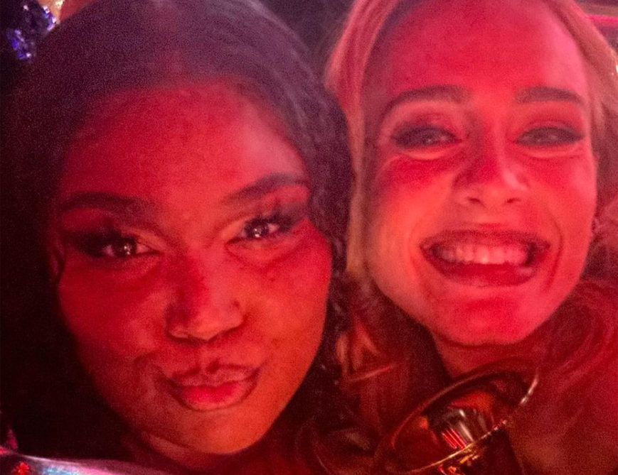 Lizzo with Adele at the Grammy Awards