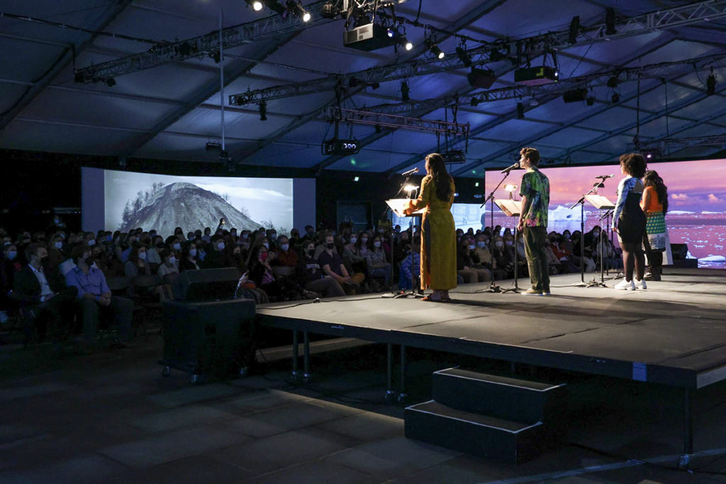 Hirshhorn - We Hear You – A Climate Archive | Ashanee Kottage, Lilli Hokum, Myiah Smith, and Nadia Nazar | Photo by Wolf Hertzberg